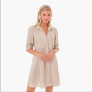 NEW Tuckernuck Tan Stripe Florence Shirt Dress Size Medium